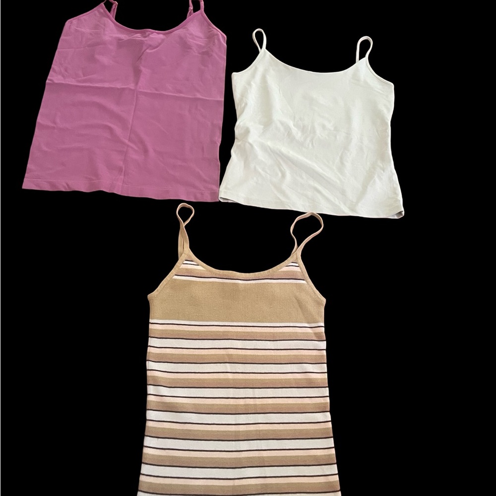 Express Bleus Attention camisole camis set of 3 purple mint green tan size small - Picture 2 of 15
